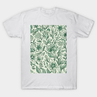 Floral Pattern Hand Drawn Sketch: Hand-Drawn Blossom Art T-Shirt